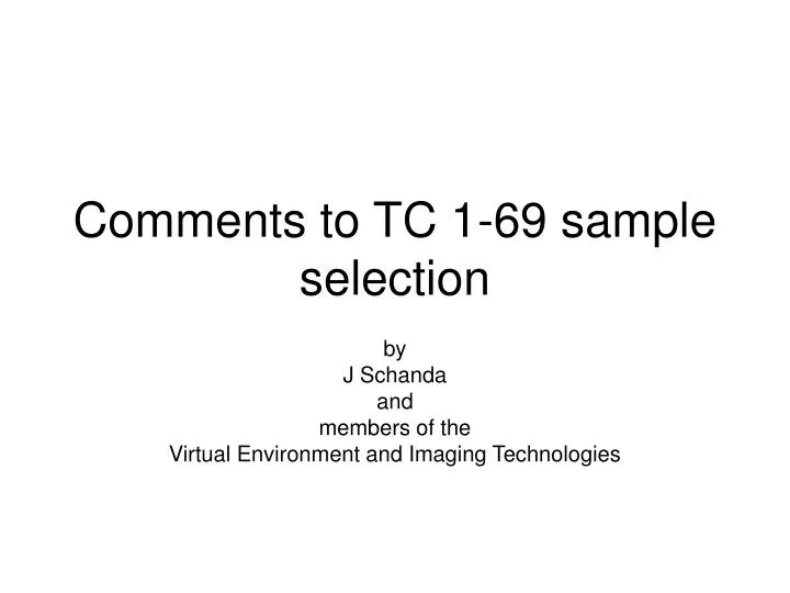 comments to tc 1 69 sample selection
