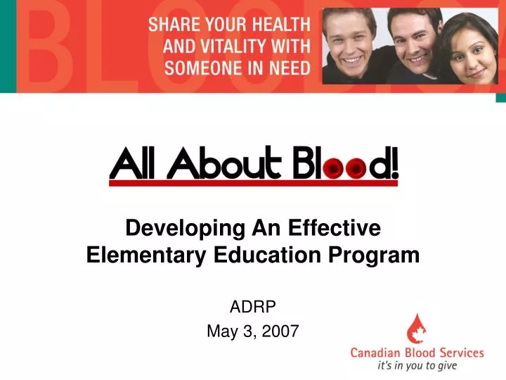 developing an effective elementary education program adrp may 3 2007