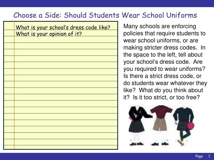 choose a side should students wear school uniforms