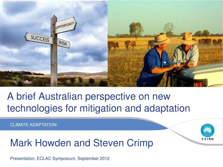 a brief australian perspective on new technologies for mitigation and adaptation