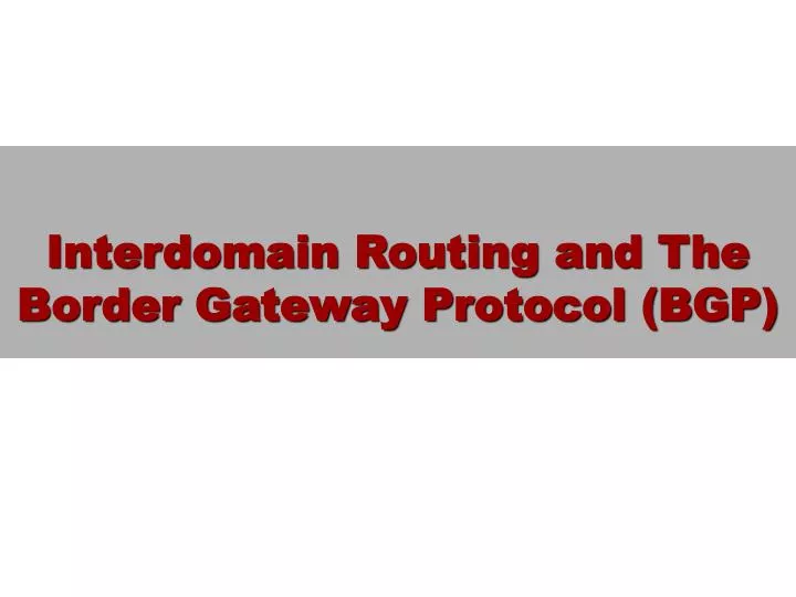interdomain routing and the border gateway protocol bgp