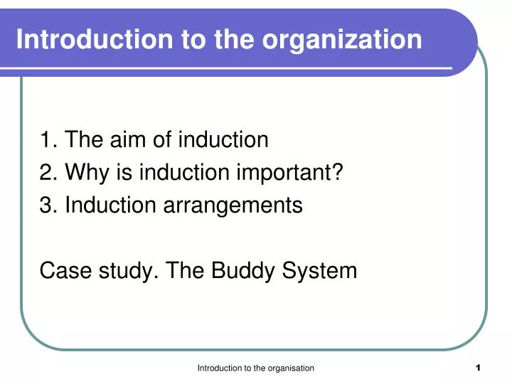 introduction to the organization