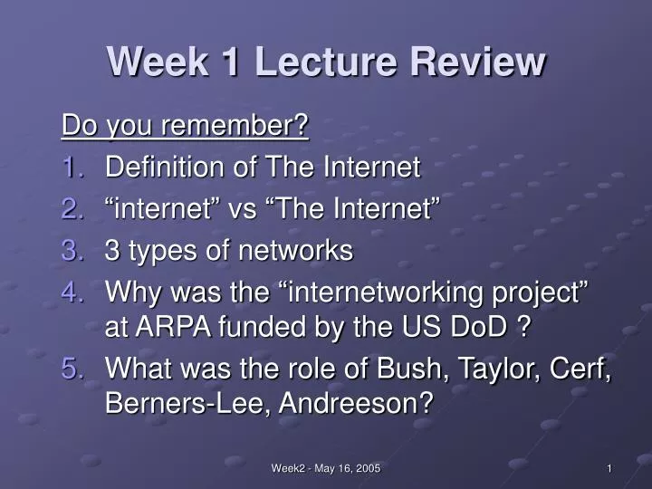 week 1 lecture review