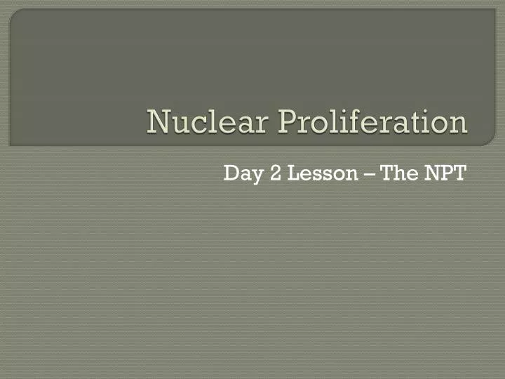 nuclear proliferation