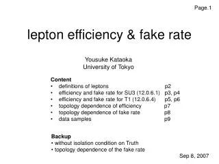 lepton efficiency &amp; fake rate