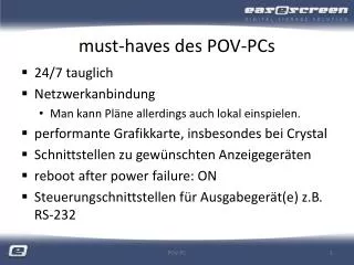 must haves des pov pcs