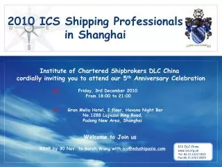 2010 ICS Shipping Professionals i n Shanghai