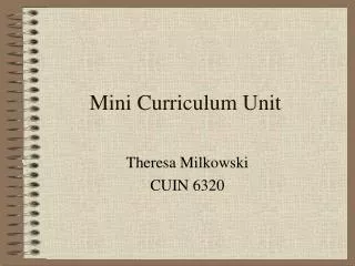 Mini Curriculum Unit