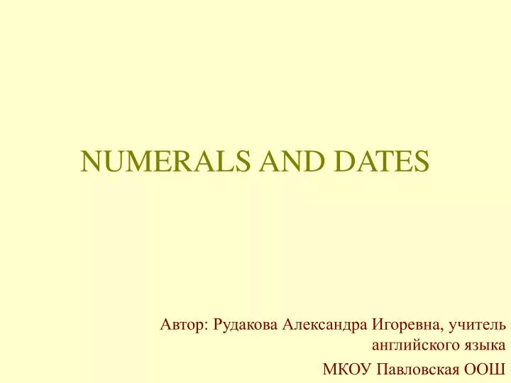 numerals and dates