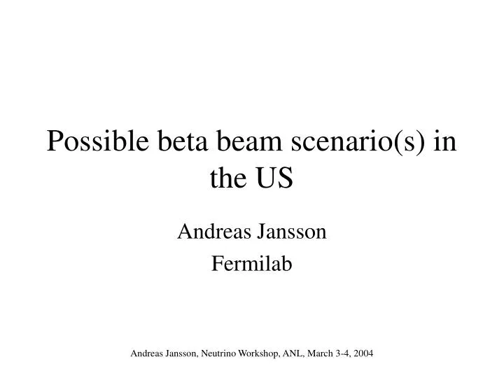 possible beta beam scenario s in the us