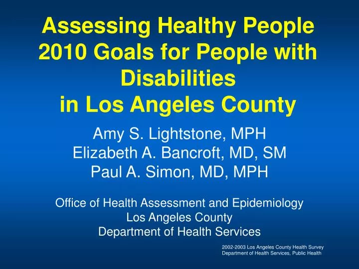 assessing healthy people 2010 goals for people with disabilities in los angeles county