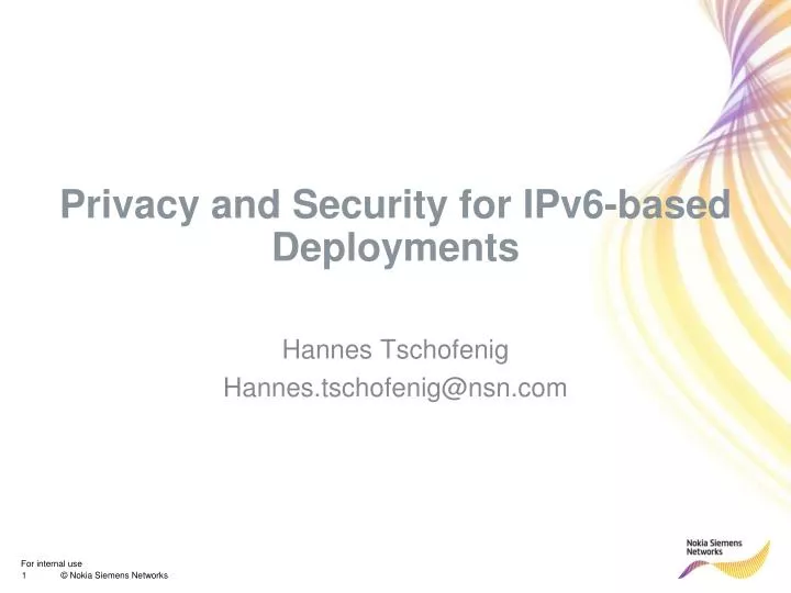 privacy and security for ipv6 based deployments