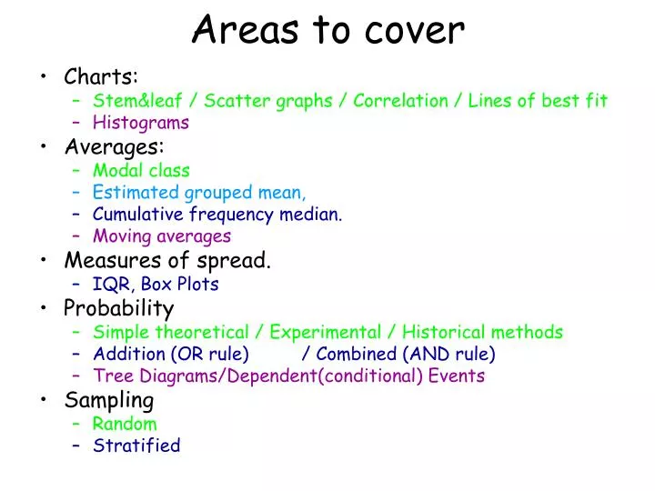 areas to cover