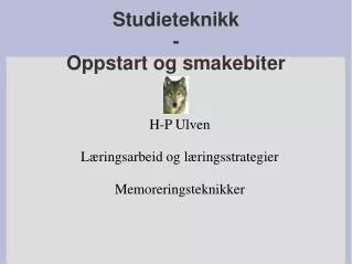 h p ulven l ringsarbeid og l ringsstrategier memoreringsteknikker