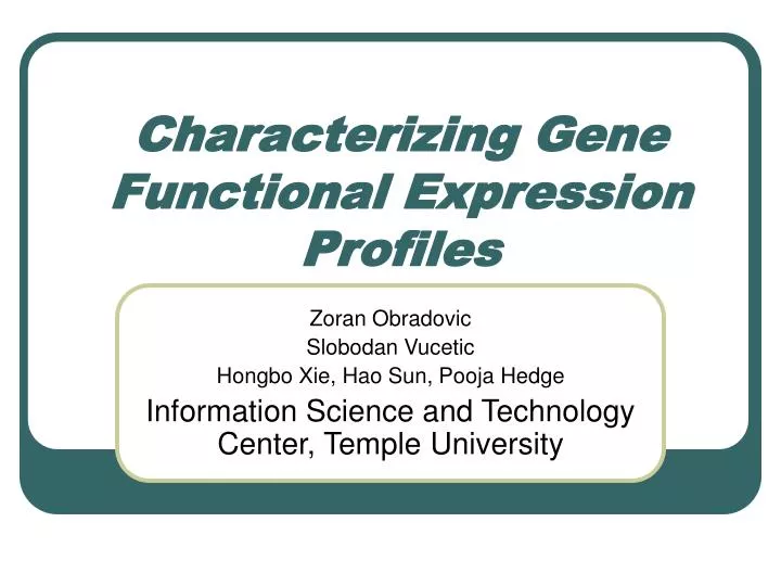 characterizing gene functional expression profiles