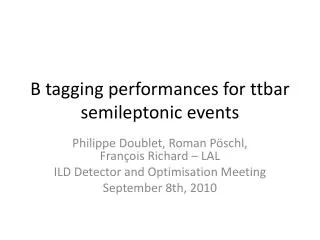 B tagging performances for ttbar semileptonic events