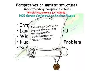 Perspectives on nuclear structure: Understanding complex systems Witold Nazarewicz (UT/ORNL)