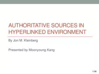 AUTHORITATIVE SOURCES IN HYPERLINKED ENVIRONMENT