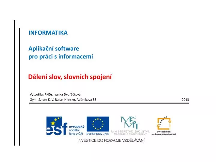 informatika aplika n software pro pr ci s informacemi