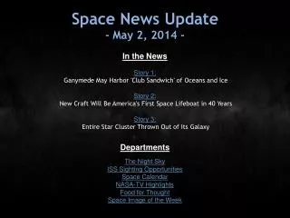 Space News Update - May 2, 2014 -