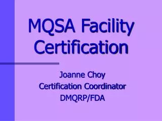 MQSA Facility Certification