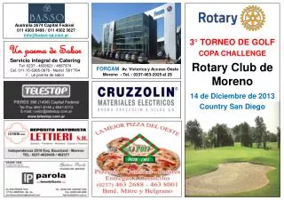 3° TORNEO DE GOLF COPA CHALLENGE Rotary Club de Moreno 14 de Diciembre de 2013 Country San Diego