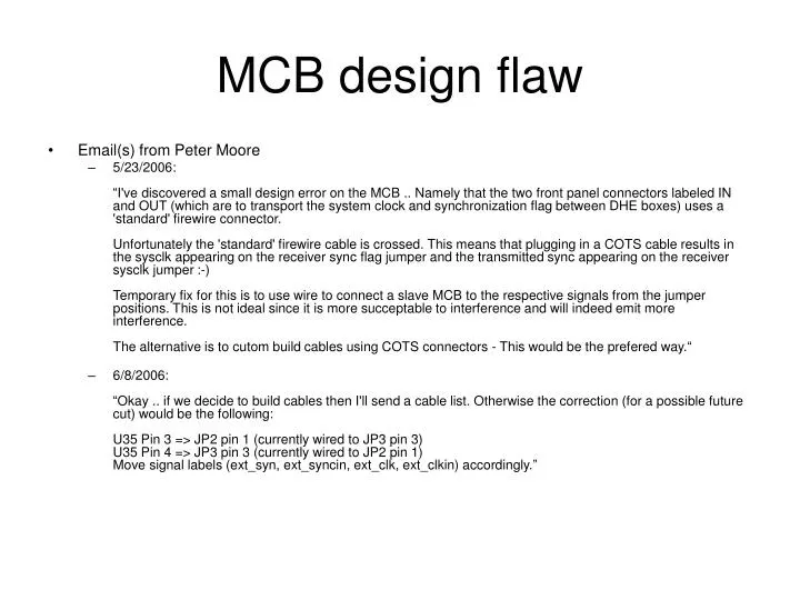 mcb design flaw