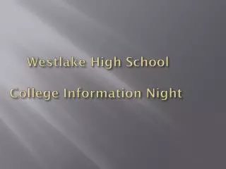 Westlake High School College Information Night