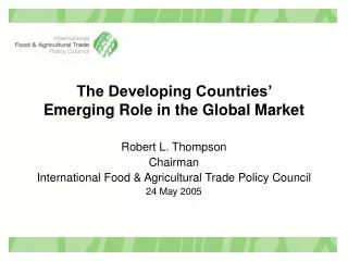The Developing Countries’ Emerging Role in the Global Market