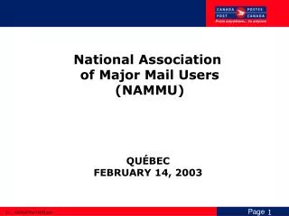 National Association of Major Mail Users (NAMMU)