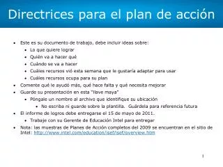 directrices para el plan de acci n