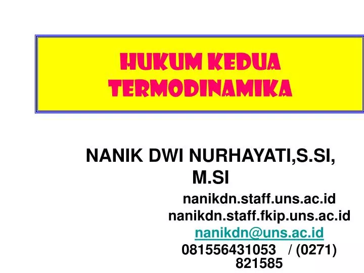 hukum kedua termodinamika