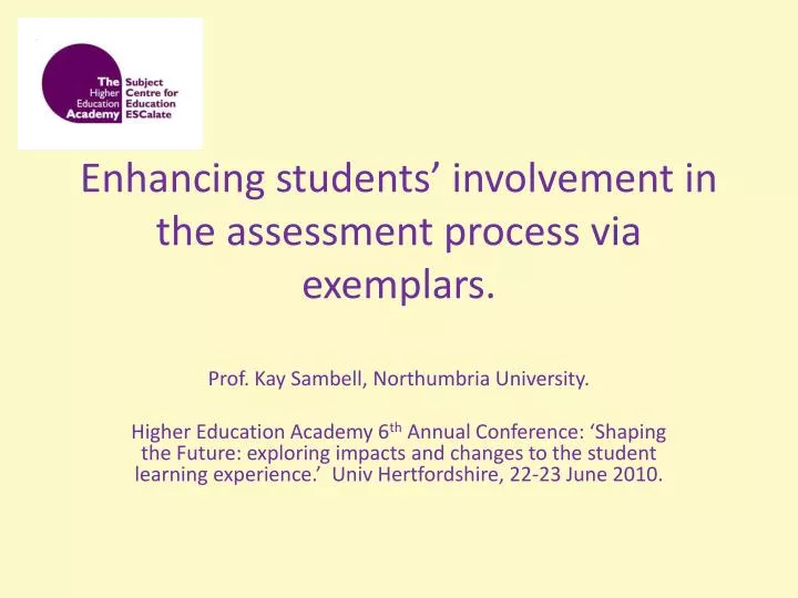 enhancing students involvement in the assessment process via exemplars