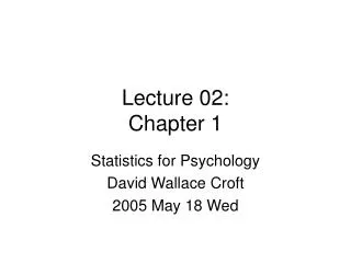 Lecture 02: Chapter 1