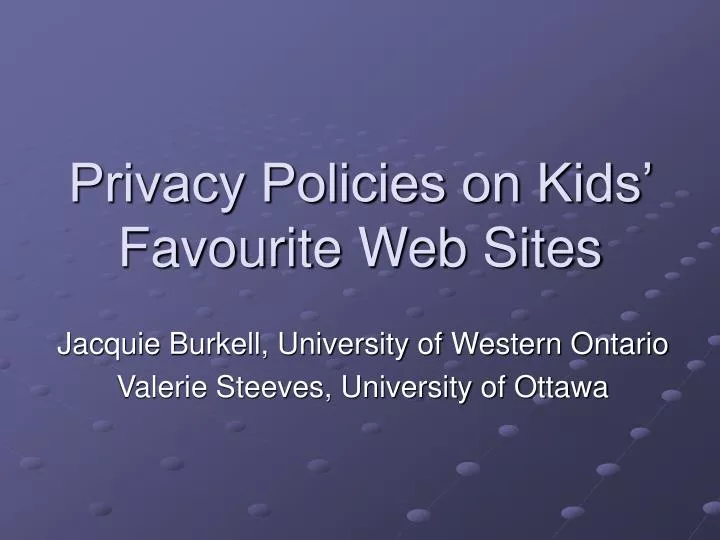 privacy policies on kids favourite web sites
