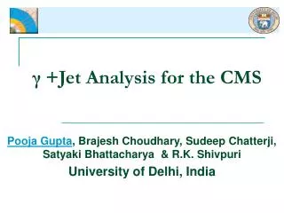 ? +Jet Analysis for the CMS