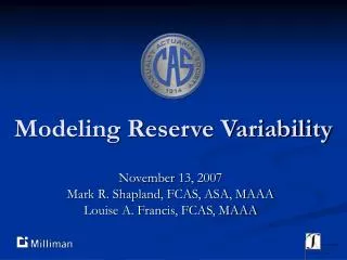 Modeling Reserve Variability