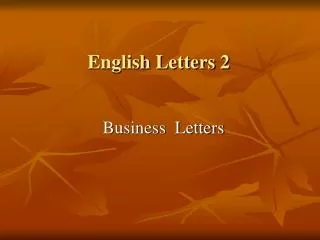 English Letters 2