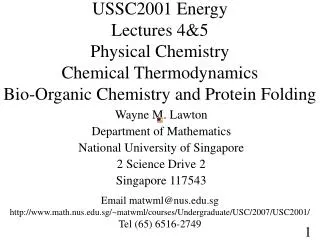 Wayne M. Lawton Department of Mathematics National University of Singapore 2 Science Drive 2