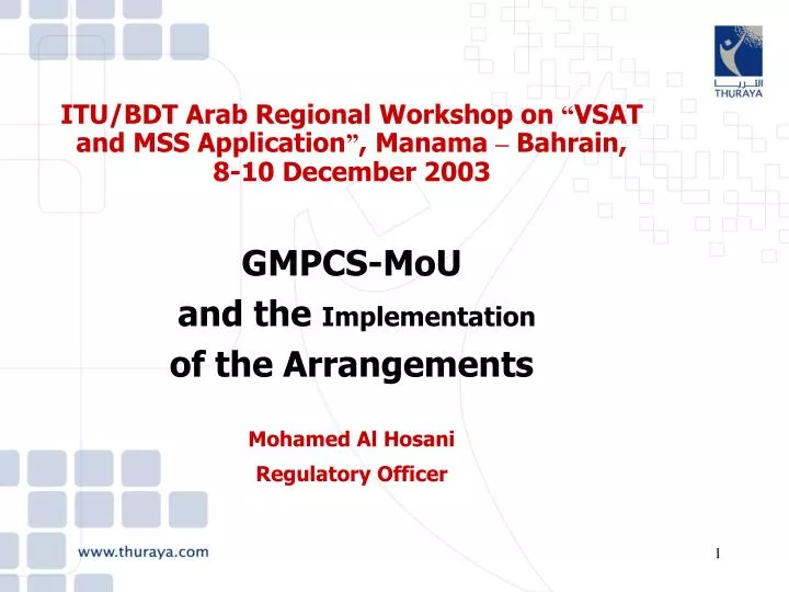 itu bdt arab regional workshop on vsat and mss application manama bahrain 8 10 december 2003
