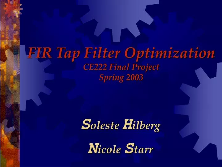 fir tap filter optimization ce222 final project spring 2003