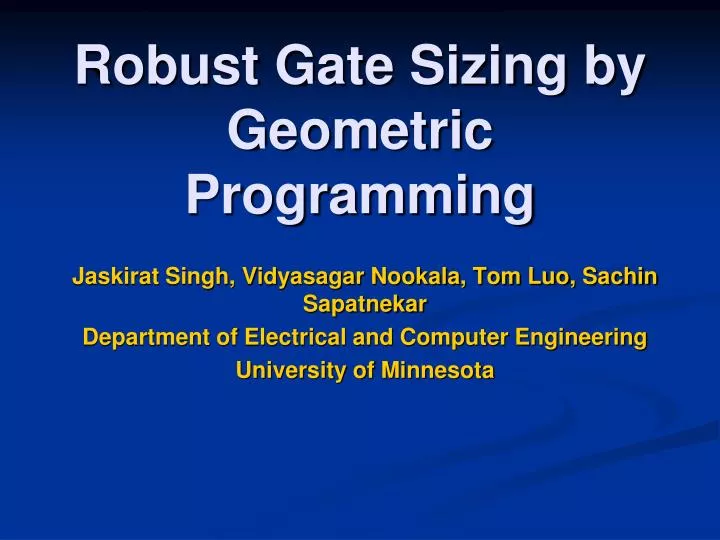 robust gate sizing by geometric programming