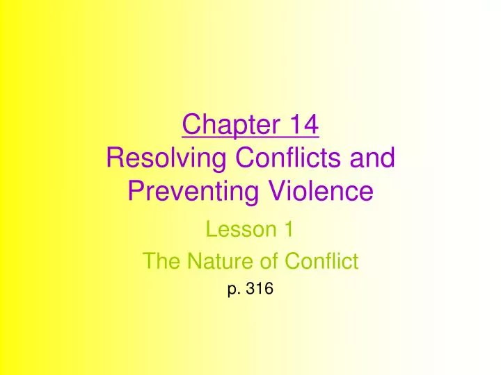 chapter 14 resolving conflicts and preventing violence