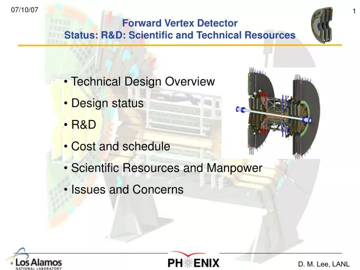 forward vertex detector status r d scientific and technical resources