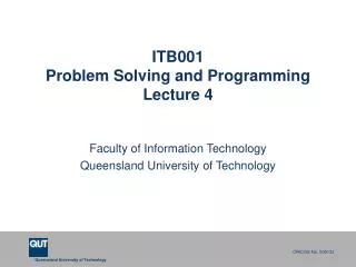 ITB001 Problem Solving and Programming Lecture 4