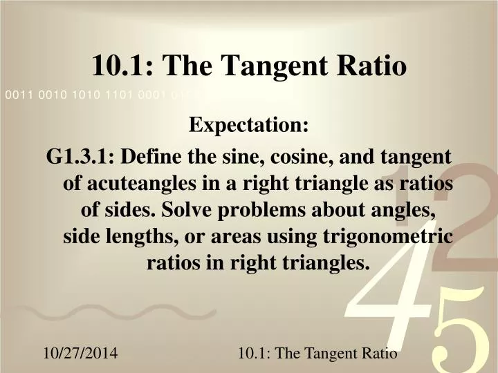 10 1 the tangent ratio