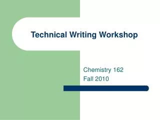 Technical Writing Workshop