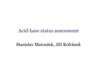Acid-base status assessment
