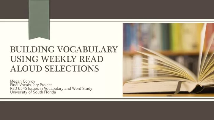 building vocabulary using weekly read aloud selections