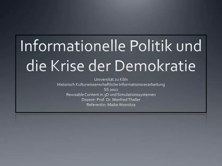 informationelle politik und die krise der demokratie